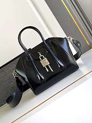 Colestore Givenchy Women's Mini Antigona Lock Black x Sliver Hardware Bag In Box Leather 22x18x13cm - 1