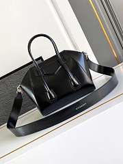 Colestore Givenchy Women's Mini Antigona Lock Black x Sliver Hardware Bag In Box Leather 22x18x13cm - 4