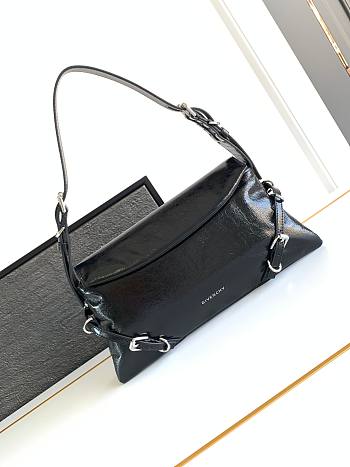 Colestore Givenchy Women's P'tit Voyou Black Bag in Laminated Leather 32x15x9.5cm
