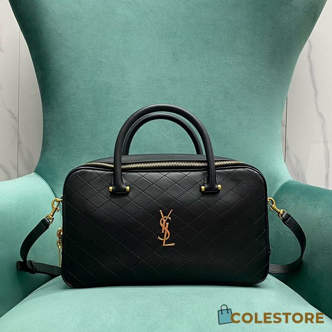 Colestore YSL Saint Laurent Lyia Zip-up Duffle Bag in Black 31x13x16cm - 1