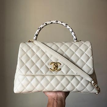 Colestore Chanel Mini Coco Handle Bag in White 28cm