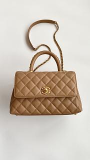 Colestore Chanel Coco Handle Top Flap Bag Small Caviar Leather Brown 23cm - 1