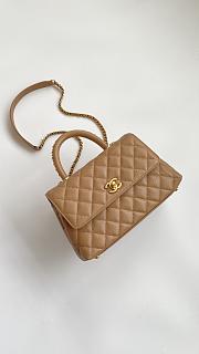 Colestore Chanel Coco Handle Top Flap Bag Small Caviar Leather Brown 23cm - 6
