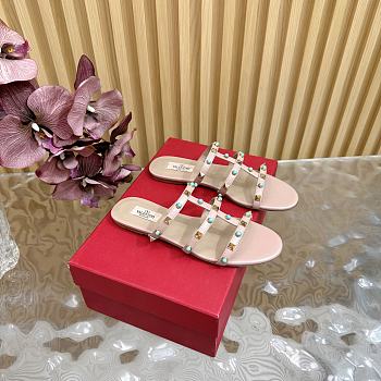 Colestore Valentino Garavani Rockstud Leather Slides Nude