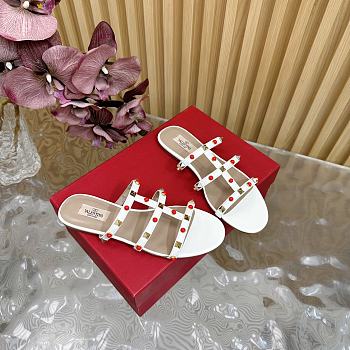 Colestore Valentino Garavani Rockstud Leather Slides White