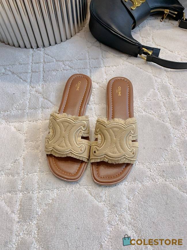 Colestore Celine Marina Fringed Mule In Cotton Light Caramel  - 1