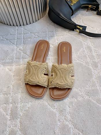 Colestore Celine Marina Fringed Mule In Cotton Light Caramel 