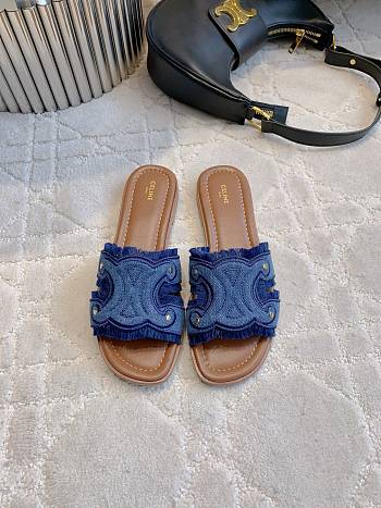Colestore Celine Marina Fringed Mule In Cotton Blue