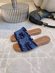 Colestore Celine Marina Fringed Mule In Cotton Blue - 3