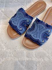Colestore Celine Marina Fringed Mule In Cotton Blue - 2