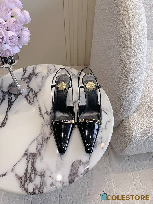 Colestore YSL Saint Laurent Gold Bar Slingback High Heels  - 1