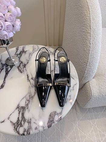 Colestore YSL Saint Laurent Gold Bar Slingback High Heels 