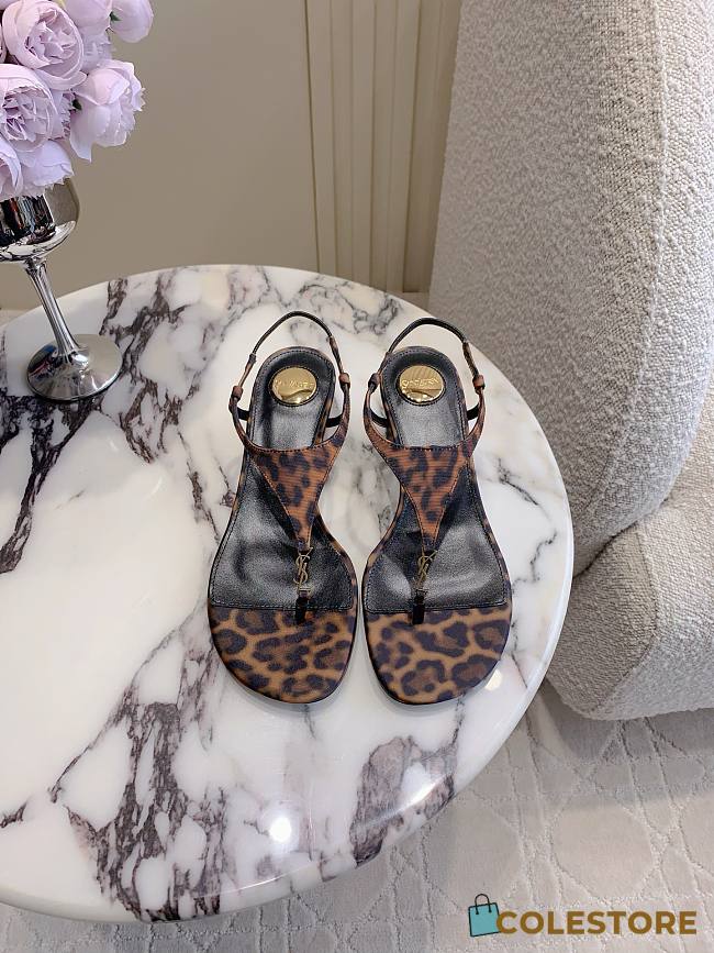 Colestore Saint Laurent Cassandra Wedges in Leopard Grosgrain Manto Naturale - 1