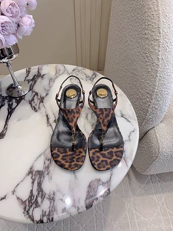 Colestore Saint Laurent Cassandra Wedges in Leopard Grosgrain Manto Naturale