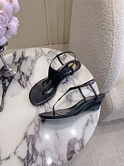 Colestore Saint Laurent Cassandra Wedges in Leopard Grosgrain Black - 5