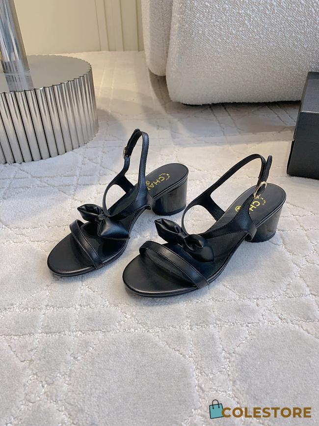 Colestore Chanel Bow Chunky Sandal in Black - 1