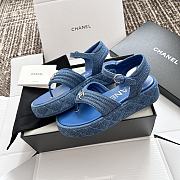 Colestore Chanel Platform Thong Blue Denim Sandals - 5