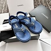 Colestore Chanel Platform Thong Blue Denim Sandals - 3