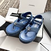 Colestore Chanel Platform Thong Blue Denim Sandals - 2