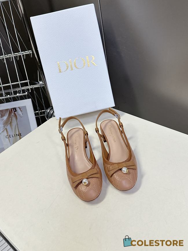 Colestore Dior Ballet Slingback Pump Quilted Cannage Calfskin Light Brown - 1