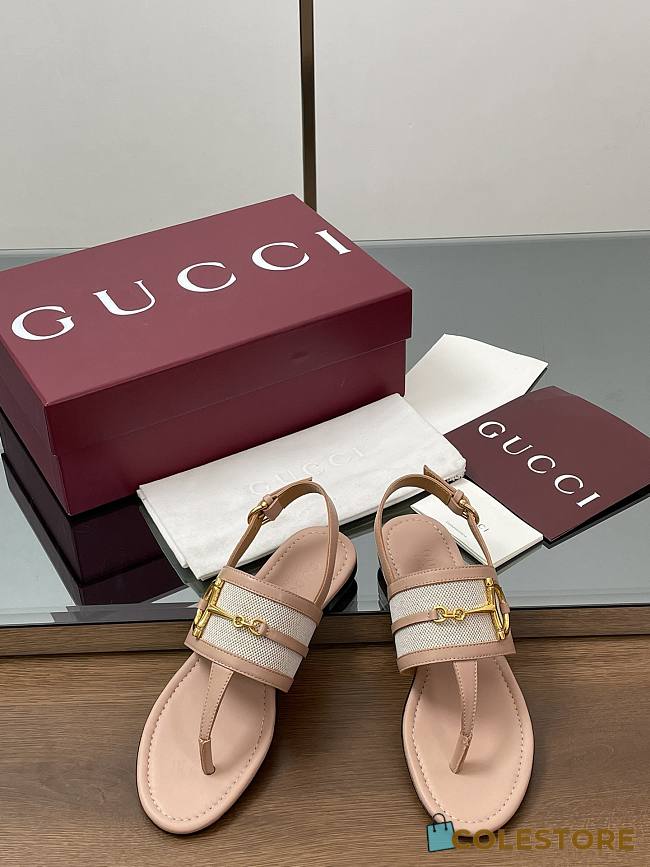 Colestore Gucci Big D Half Horsebit Open-Toe Slingback Buckle Sandals - 1