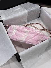 Colestore Chanel CoCo Beach Large Hobo Bag, Printed denim & Gold-tone Metal, White & Pink - 2