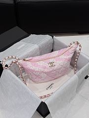 Colestore Chanel CoCo Beach Large Hobo Bag, Printed denim & Gold-tone Metal, White & Pink - 3