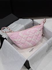 Colestore Chanel CoCo Beach Large Hobo Bag, Printed denim & Gold-tone Metal, White & Pink - 4