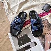 Colestore Celine Denim Blue Flat Sandals - 4