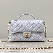Colestore Chanel Mini Flap Bag with Top Handle Lambskin Grey 27x16x7.5cm - 1