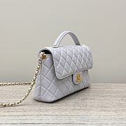 Colestore Chanel Mini Flap Bag with Top Handle Lambskin Grey 27x16x7.5cm - 6