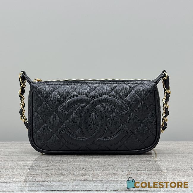 Colestore Chanel Black Quilted Caviar Leather 20x15x4cm - 1