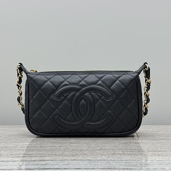 Colestore Chanel Black Quilted Caviar Leather 20x15x4cm