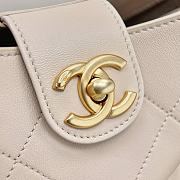 Colestore Chanel Shiny Lambskin Quilted Hobo Beige 27x23x21cm - 3