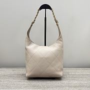 Colestore Chanel Shiny Lambskin Quilted Hobo Beige 27x23x21cm - 2