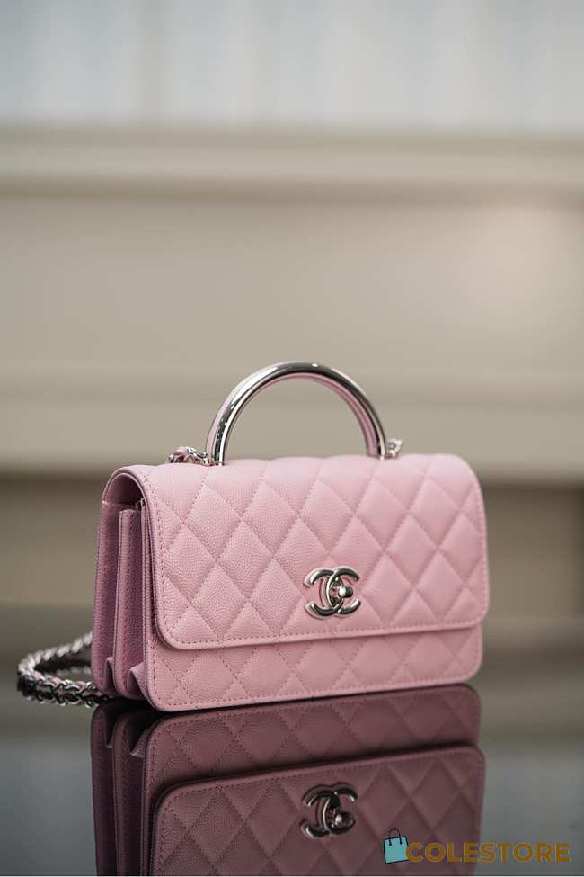 Colestore Chanel Top Handle Accordion Bag in Soft Pink 11x18.5x6cm - 1