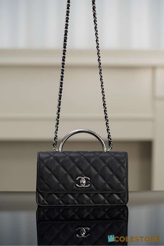 Colestore Chanel Top Handle Accordion Bag in Black 11x18.5x6cm - 1