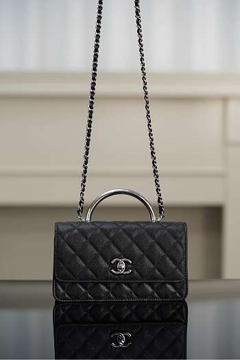 Colestore Chanel Top Handle Accordion Bag in Black 11x18.5x6cm