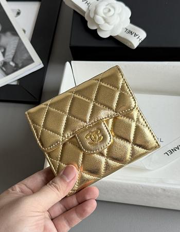 Colestore Chanel CF Classic Tri-Fold Quilted Card Holder Gold 10.5x11.5x3cm