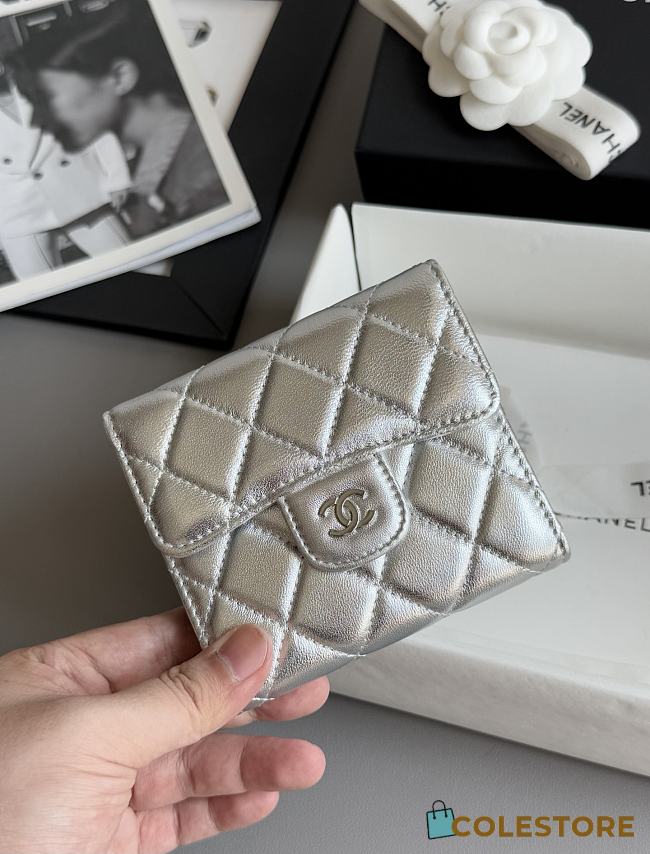 Colestore Chanel CF Classic Tri-Fold Quilted Card Holder Gold 10.5x11.5x3cm Sliver - 1