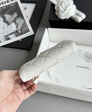 Colestore Chanel Caviar Quilted Flap Card Holder White 10.5x11.5x3cm - 4