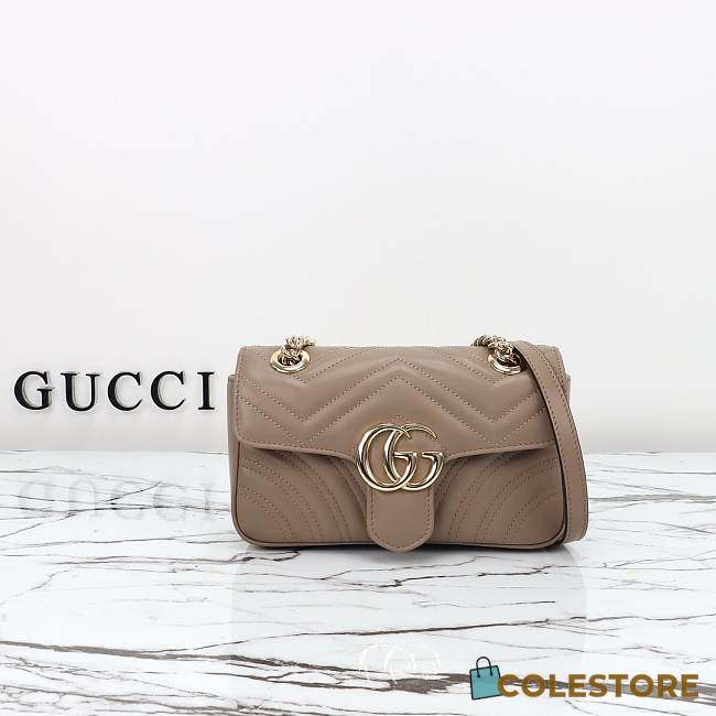 Colestore Gucci GG Marmont Mini Shoulder Bag in Taupe Leather 22x13x6cm - 1