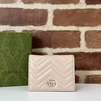 Colestore Gucci GG Marmont Mini Wallet in Pale Pink Leather 11x8x2.5cm