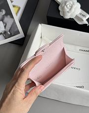Colestore Chanel Caviar Quilted Flap Card Holder Wallet Pink x Sliver Hardware 7.5x11.2cm - 6