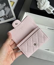 Colestore Chanel Caviar Quilted Flap Card Holder Wallet Pink x Sliver Hardware 7.5x11.2cm - 3