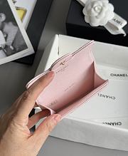 Colestore Chanel Caviar Quilted Flap Card Holder Wallet Pink x Gold Hardware 7.5x11.2cm - 3