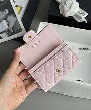 Colestore Chanel Caviar Quilted Flap Card Holder Wallet Pink x Gold Hardware 7.5x11.2cm - 2