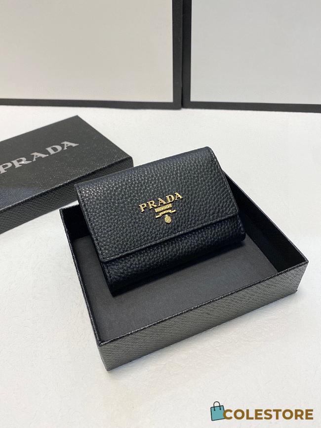 Colestore Prada Logo Plaque Wallet Black 10x7cm - 1