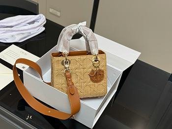 Colestore Dior Lady Dior Bag Natural Cannage Raffia 21cm