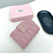 Colestore Miu Miu Matelassé Leather Small Wallet Pink 13.5x9.5x3.5cm - 3